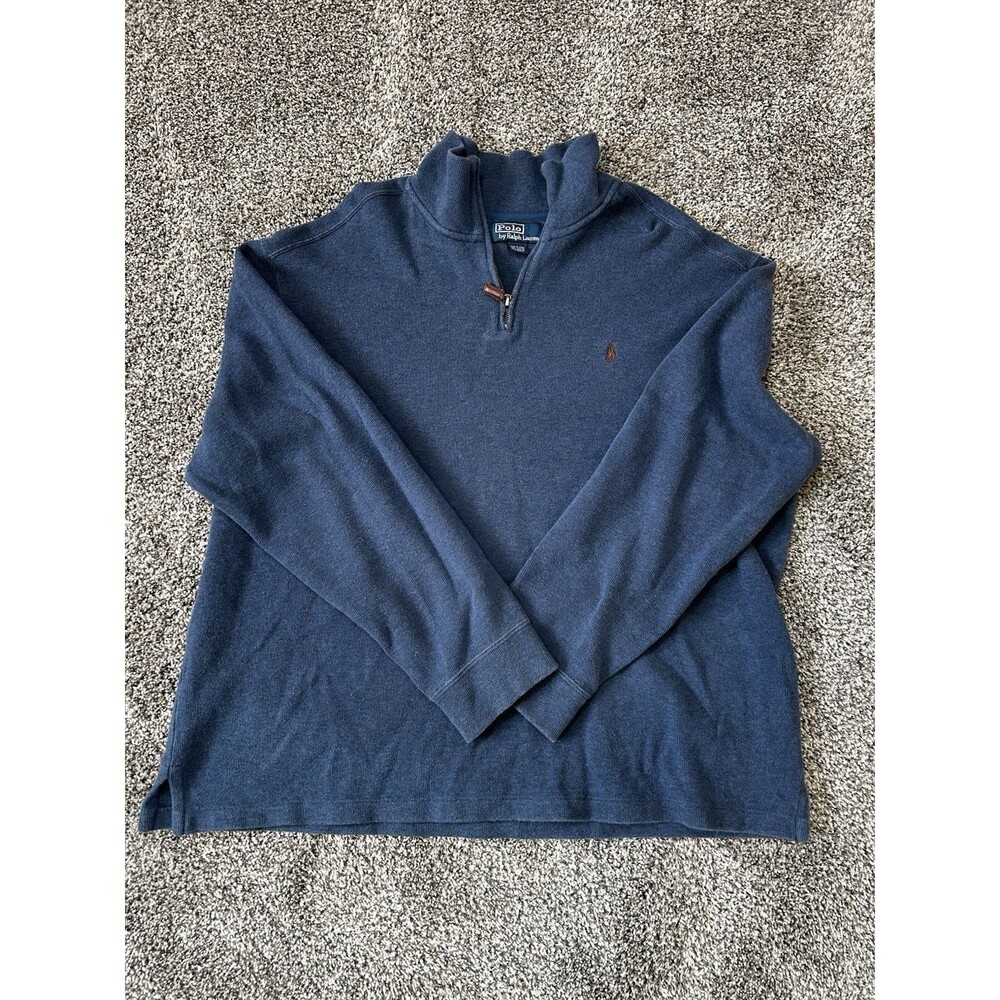 Polo by Ralph Lauren Blue Pull Over 1/4 zip Men's XXL 100% Cotton